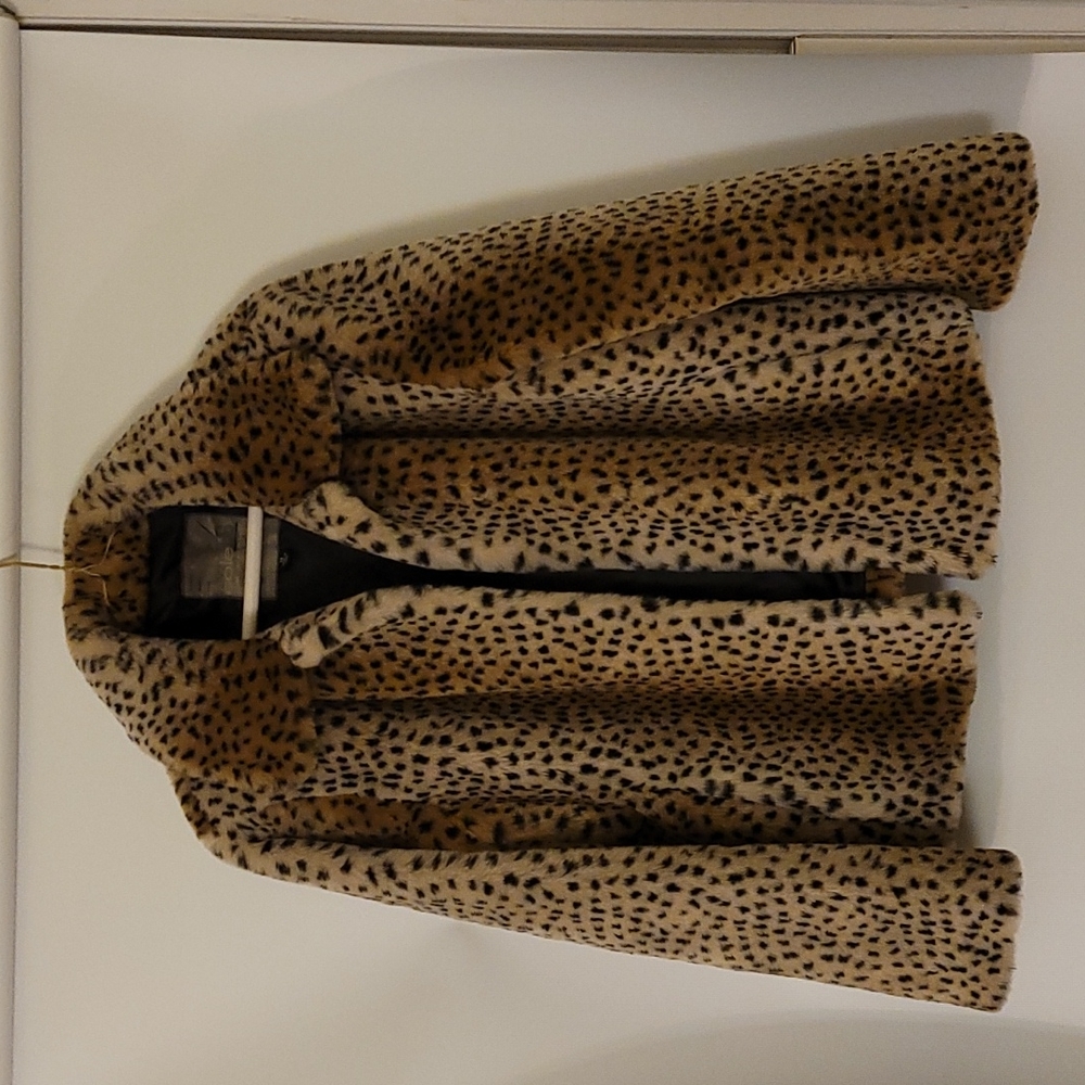 Cole B Originals Faux Fur Leopard Swing Jacket